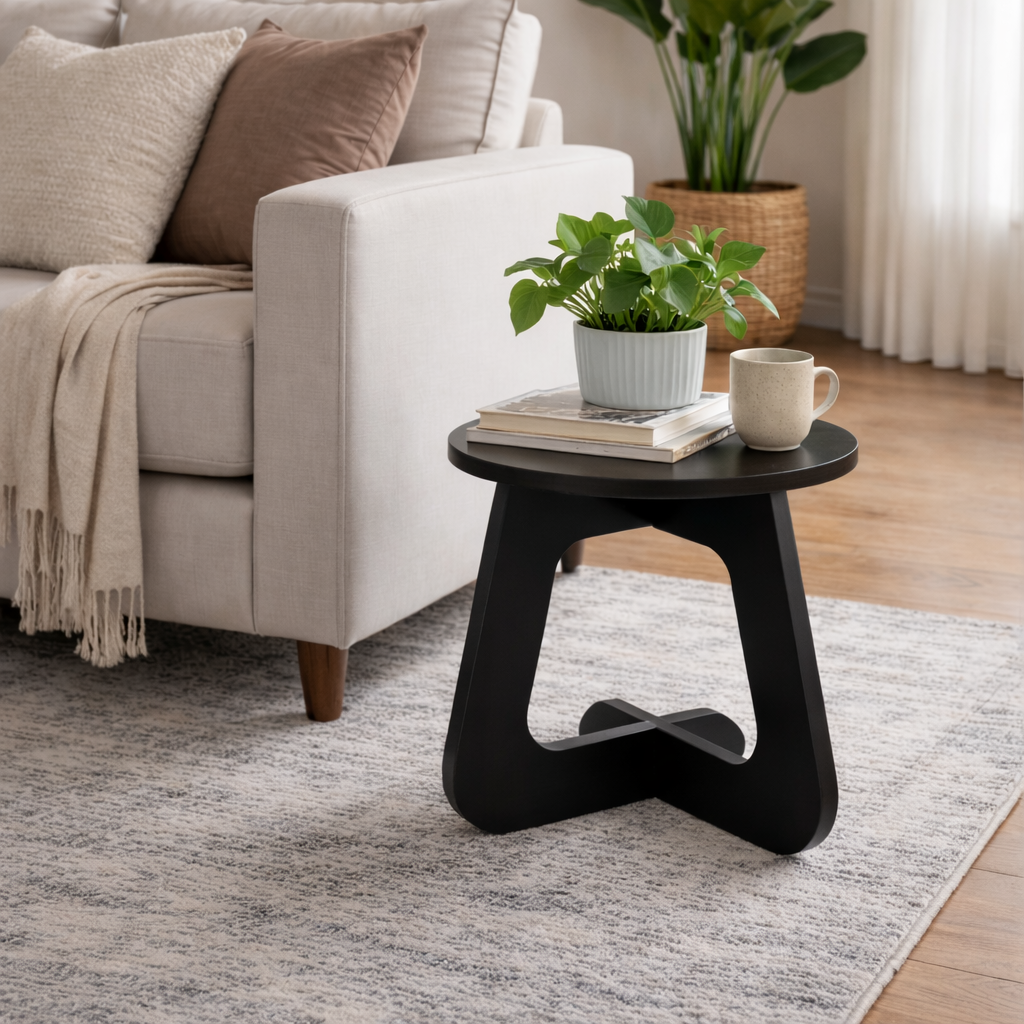 Mesa Lateral Redonda Duo 52 cm - Preto