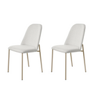 Conjunto de 2 Cadeiras de Aço Estofada Lucille - Champanhe c/ Linho Mescla Cru