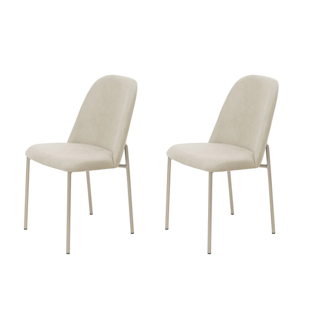 Conjunto de 2 Cadeiras de Aço Estofada Lucille - Champanhe c/ Soft Palha