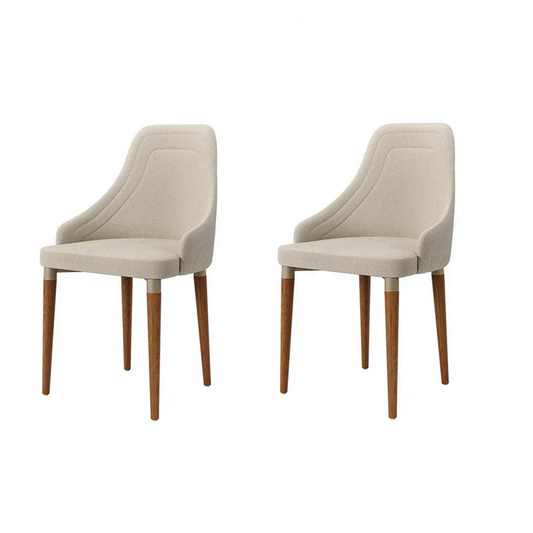 Conjunto de 2 Cadeiras de Madeira Maciça Estofada Evelyn - Natural c/ Soft Palha - Champanhe