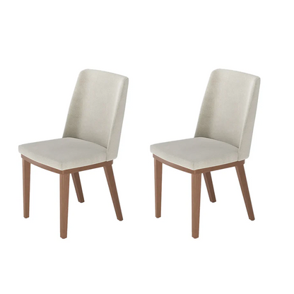 Conjunto de 2 Cadeiras de Madeira Maciça Estofada Kalina - Natural c/ Soft Palha