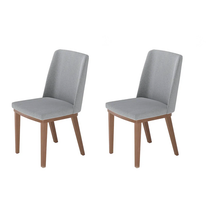 Conjunto de 2 Cadeiras de Madeira Maciça Estofada Kalina - Natural c/ Stone Carbono