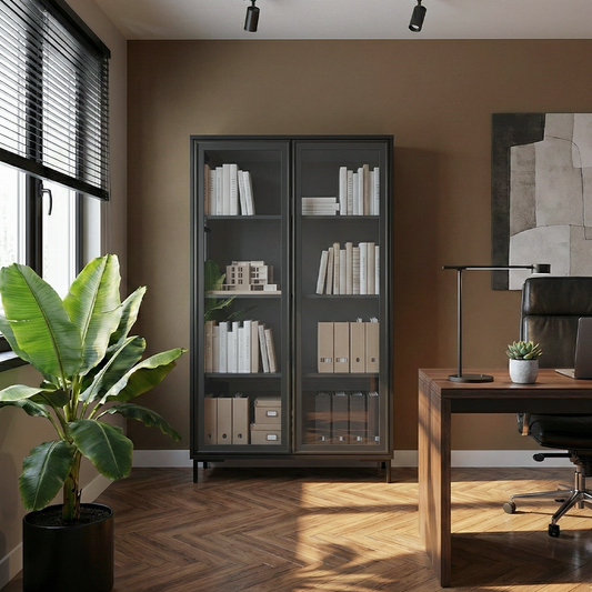 Cristaleira 2 Portas com Vidro Vitria 91 cm - Preto