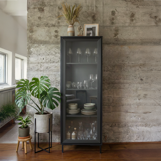 Cristaleira 1 Porta com Vidro Vitria 47 cm - Preto