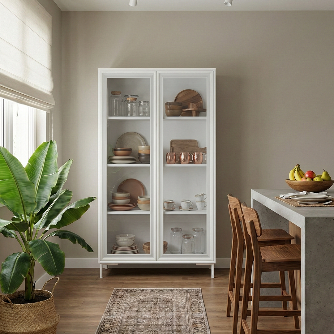 Cristaleira 2 Portas com Vidro Vitria 91 cm - Branco