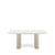 Mesa de Jantar Retangular c/ Vidro para 6 Lugares Lintz 184 cm - Off White Fosco c/ PU Bege - Dourado