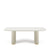 Mesa de Jantar Retangular c/ Vidro para 8 Lugares Lintz 219 cm - Off White Fosco c/ PU Bege - Dourado