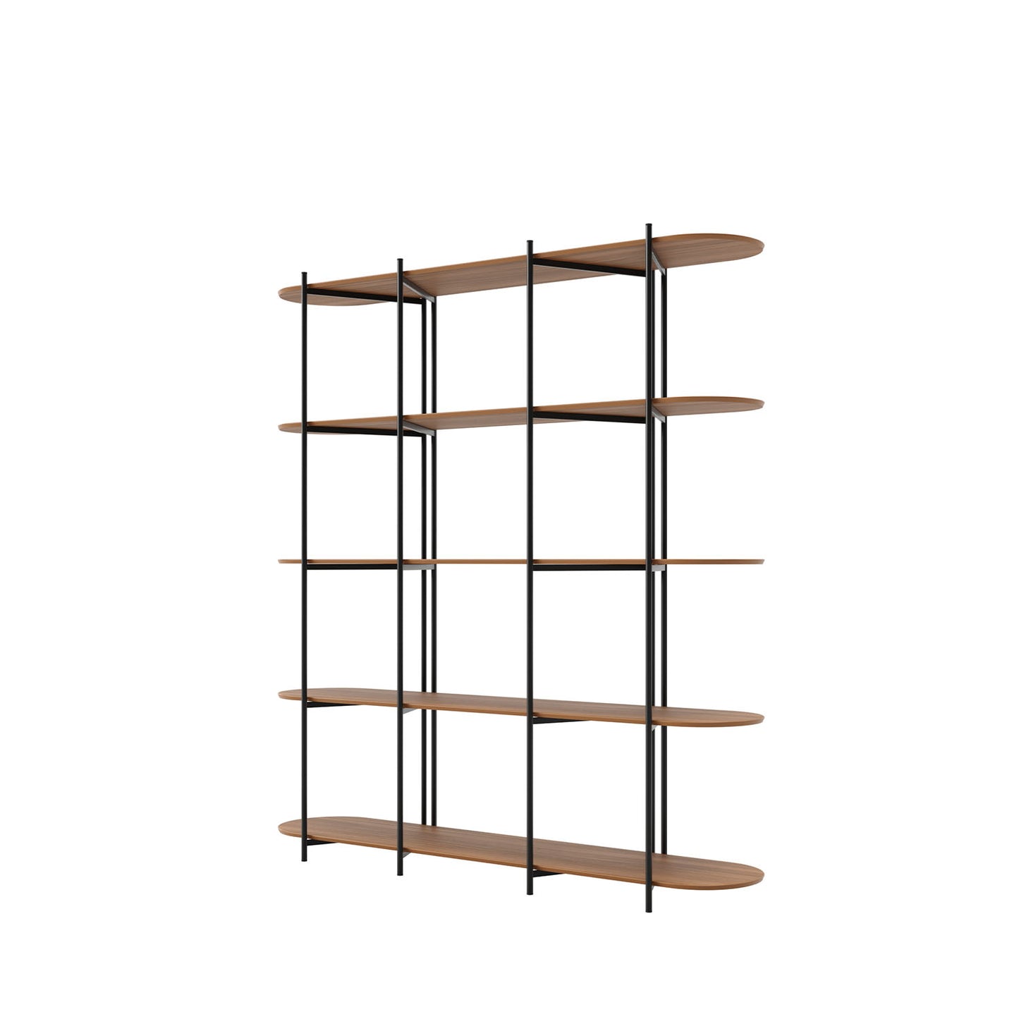 Estante de Livros 5 Prateleiras Aço com MDF Enya 180 cm - Canella c/ Preto