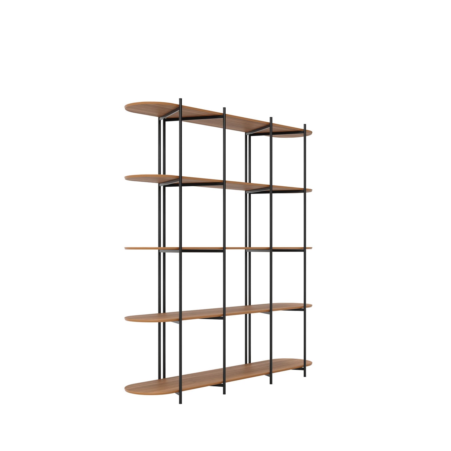 Estante de Livros 5 Prateleiras Aço com MDF Enya 180 cm - Canella c/ Preto