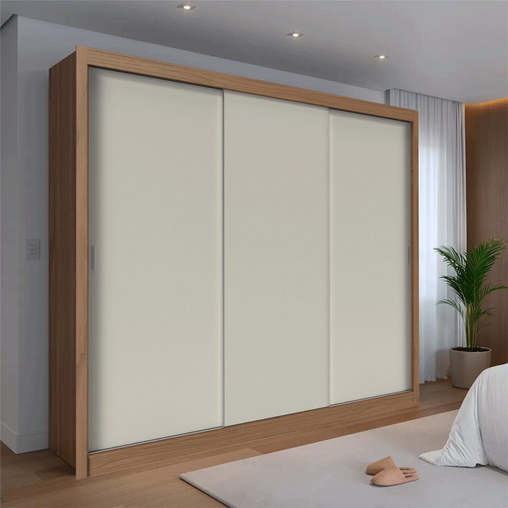 Guarda-Roupa Casal 3 Portas de Correr 6 Gavetas Montclair 275 cm
