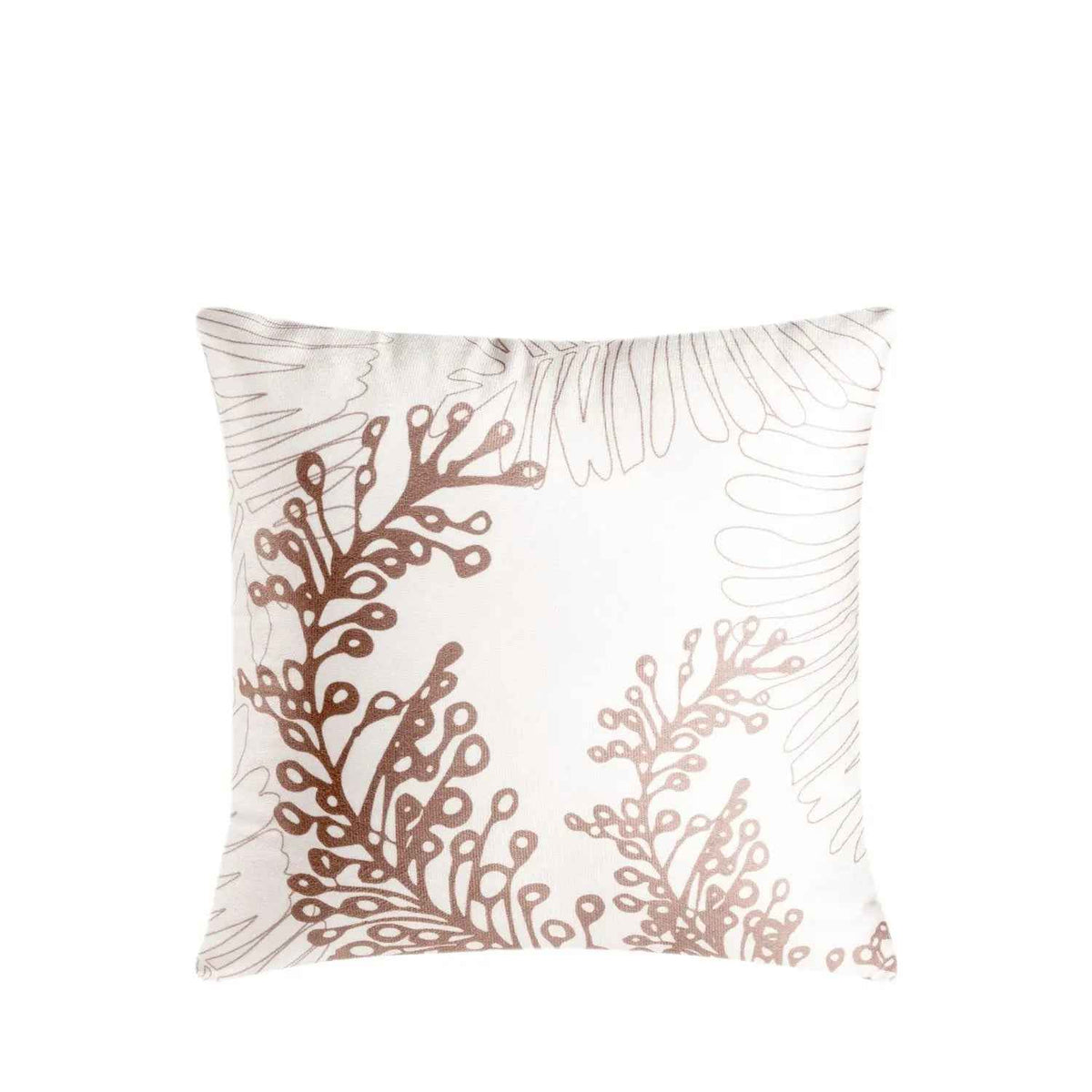 Capa da Almofada Veludo Florear 43 x 43 cm - Off White c/ Ramos Marrom