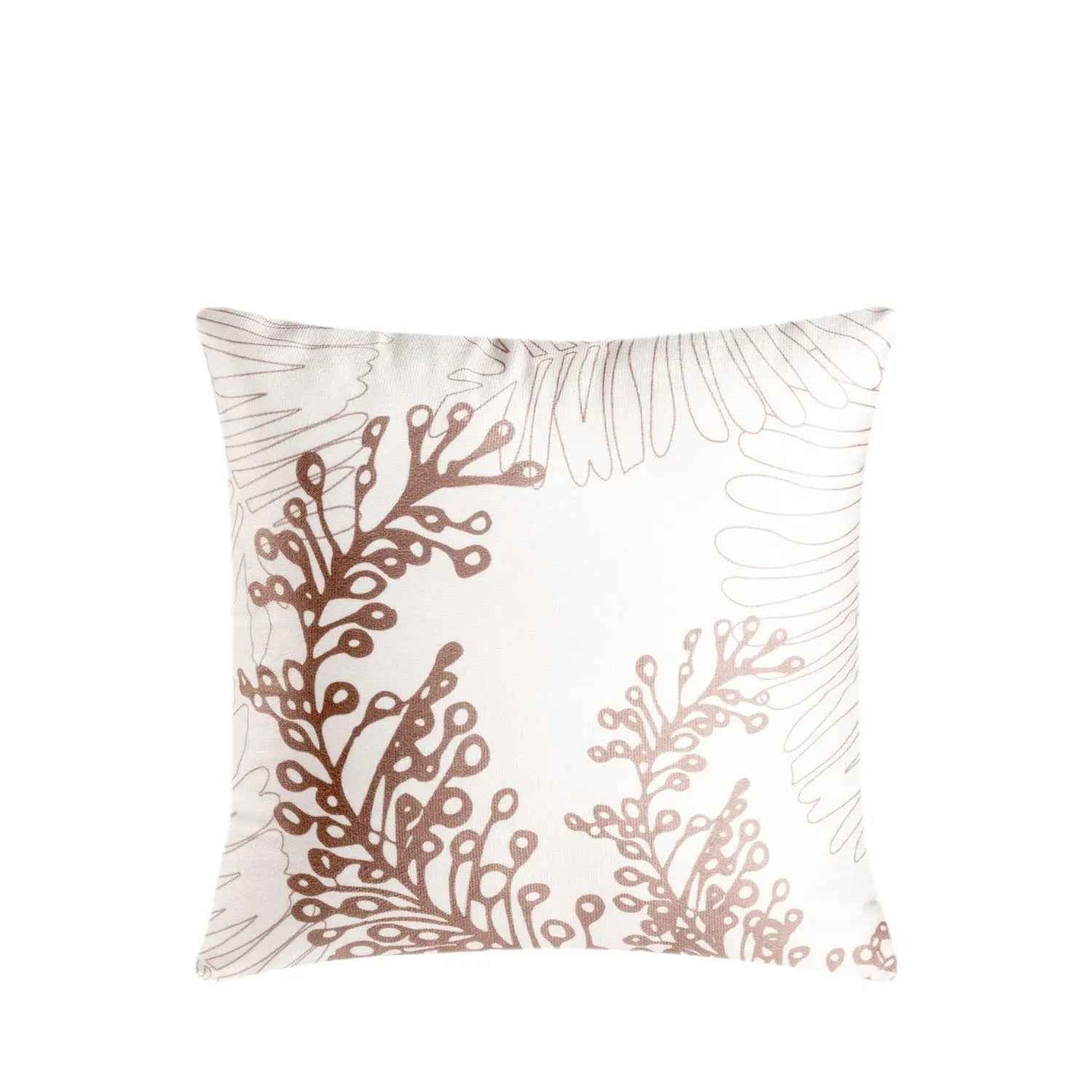 Capa da Almofada Veludo Florear 43 x 43 cm - Off White c/ Ramos Marrom