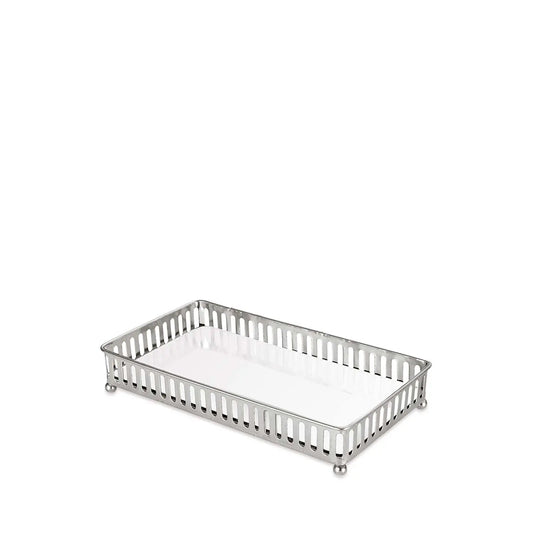 Homedock Bandeja de Metal Atenas Prata com Espelho 24 cm Mart