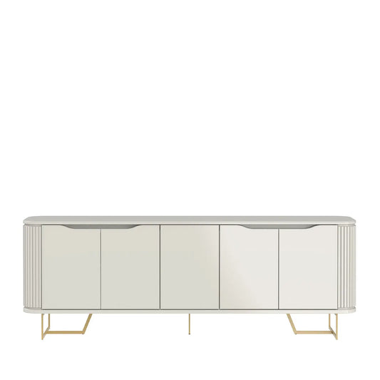 Homedock Buffet Albany 216 cm - Off White Fosco c/ Dourado Móveis Provincia