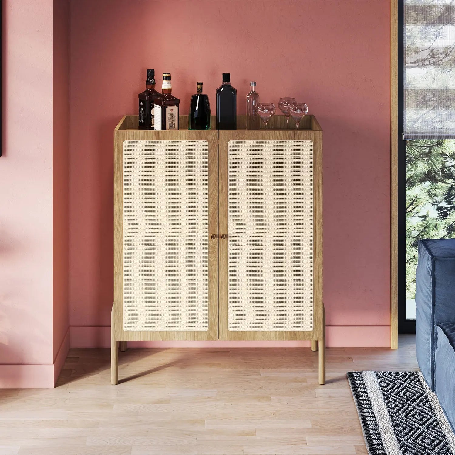 Homedock Buffet Bar Magnus 93 cm - Mel c/ Palhinha Artesano