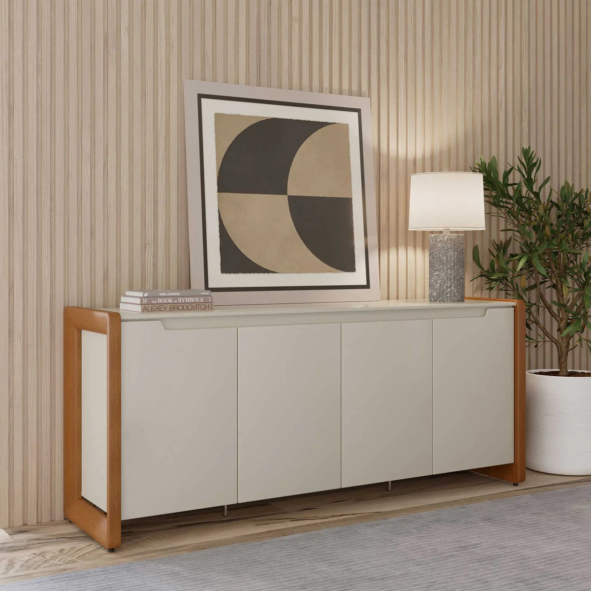 Homedock Buffet Bristol 189 cm  Off White Fosco c/ Natural Móveis Provincia