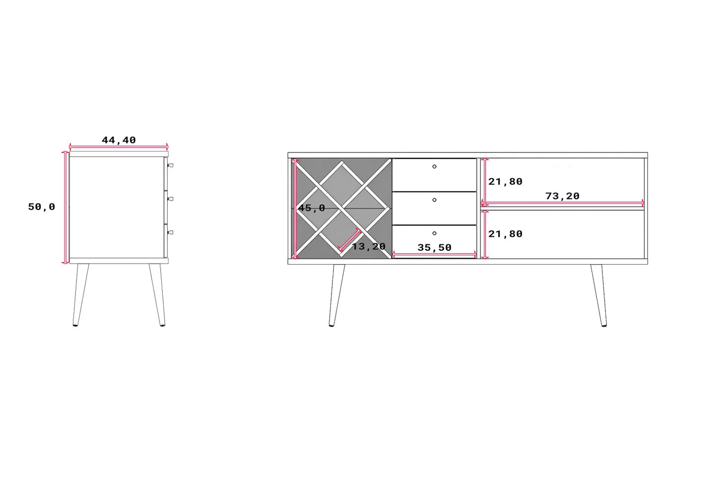 Homedock Buffet Liv 160 cm - Natural c/ Off White Brilho Móveis Provincia