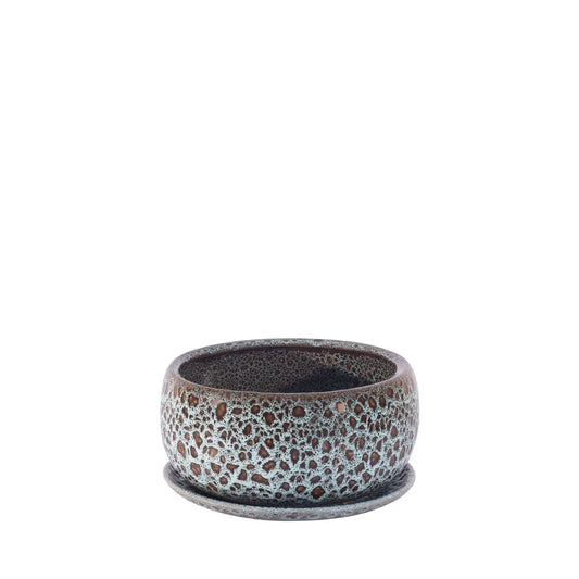 Homedock Cachepot c/ Prato Cerâmica Haus Ocre Marine 25 cm Ceramica