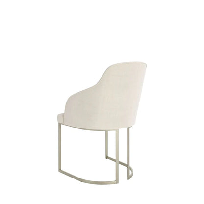Conjunto de Jantar Mesa Redonda com Vidro Cloe 4 Cadeiras Abany Off White Fosco c/ Linho Mescla Cru