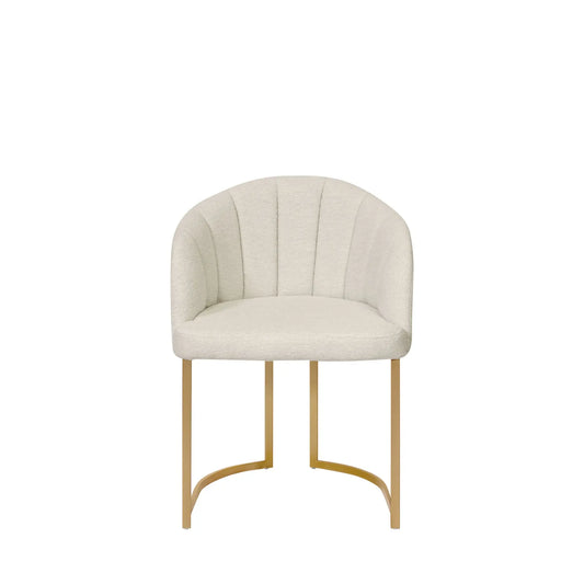 Homedock Cadeira Beverly - Dourado c/ Bouclé Off White Móveis Provincia