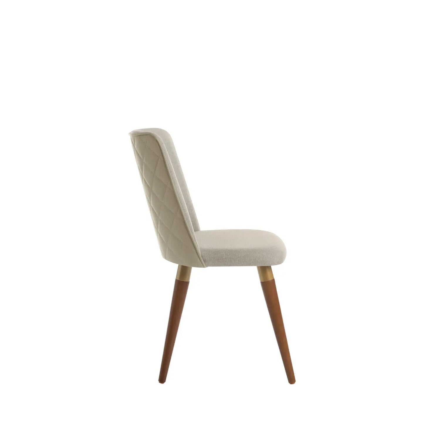 Homedock Cadeira Dakota - Linho Off White c/ PU Off White - Dourado - Natural Móveis
