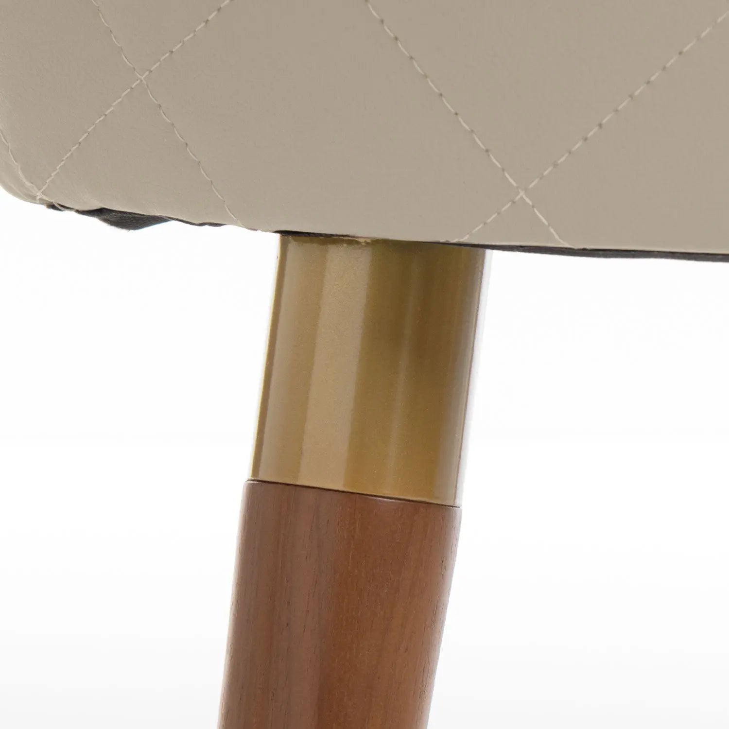 Homedock Cadeira Dakota - Linho Off White c/ PU Off White - Dourado - Natural Móveis