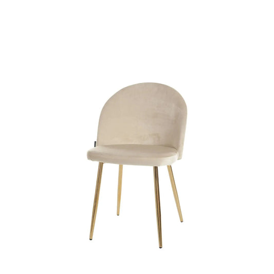 Cadeira de Aço Estofada Stark Matelassê - Dourado c/ Veludo Off White