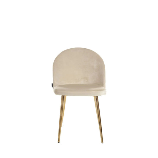 Cadeira de Aço Estofada Stark Matelassê - Dourado c/ Veludo Off White
