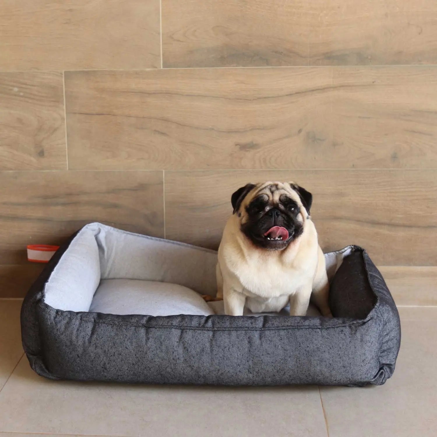 Homedock Cama Pet Pug Cinza e Preto 68 cm Pet