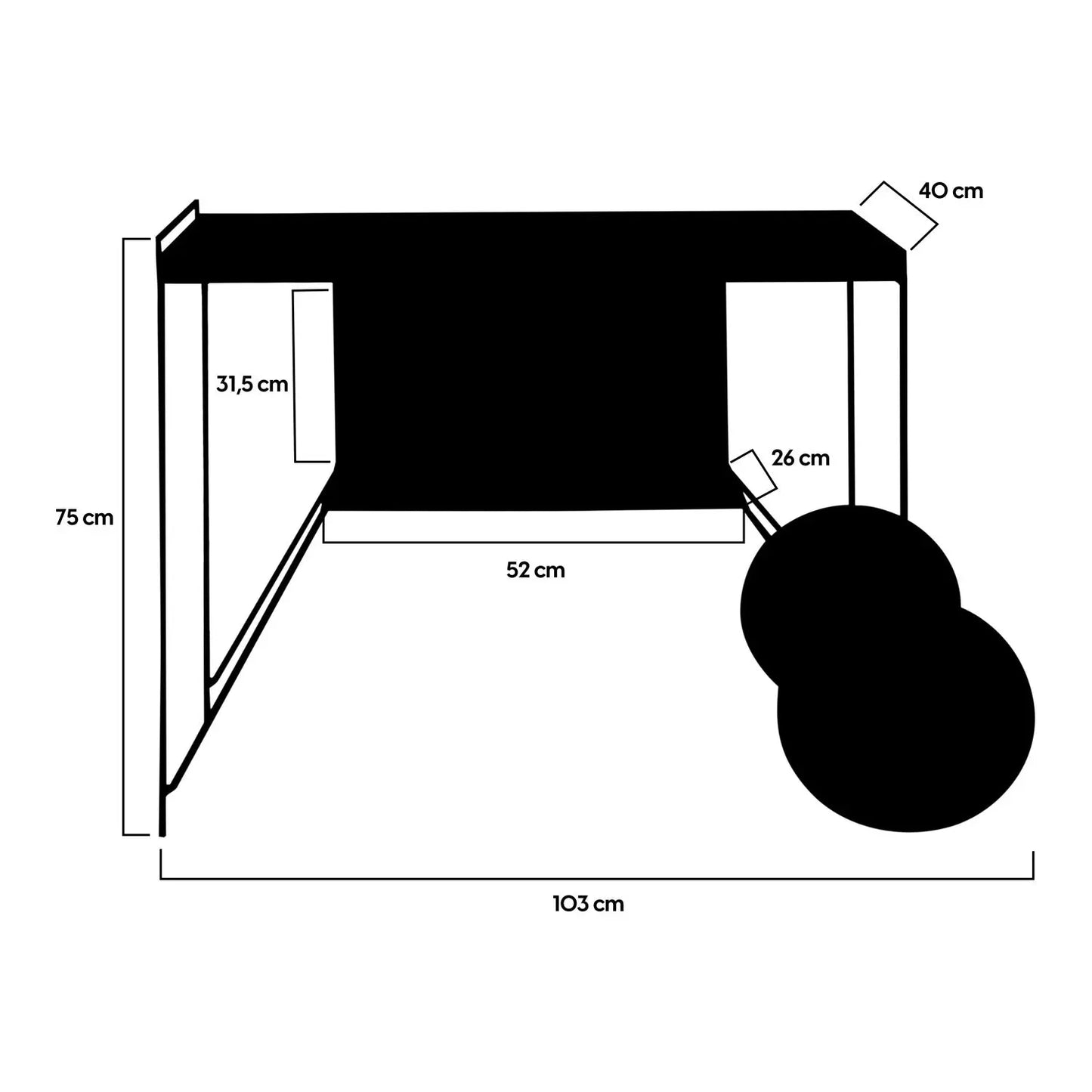 Homedock Carrinho Bar de Metal Tanner 103 cm - Preto Linee