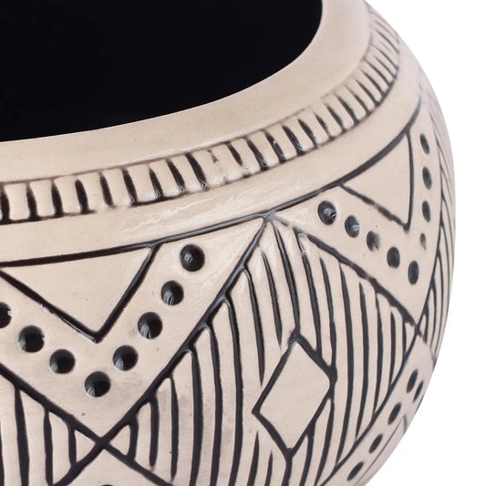 Homedock Centro de Mesa Tracey Areia and Black 21,5 cm Ceramica