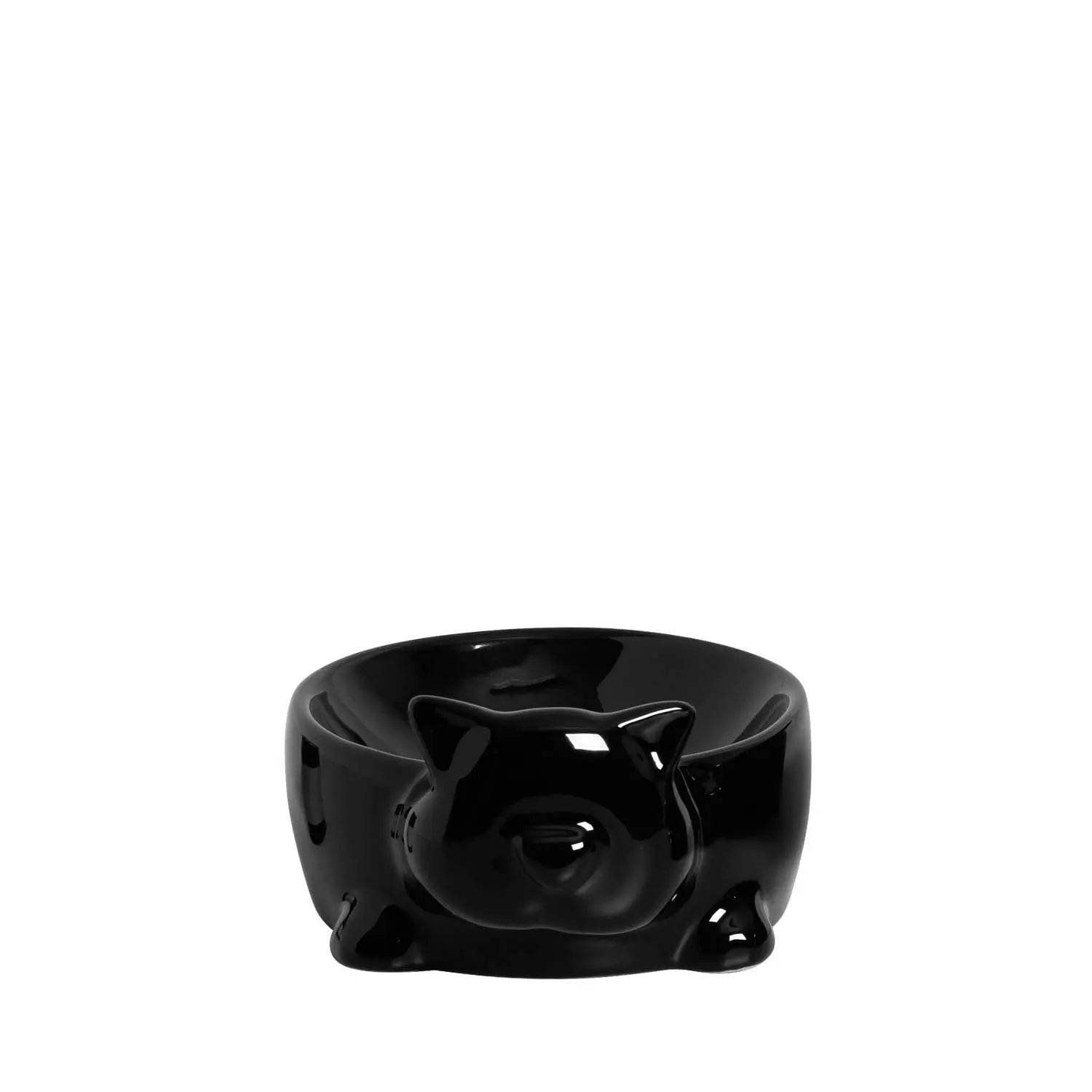 Homedock Comedouro Pet de Cerâmica Maine Preto 13 cm Burguina Cerâmica