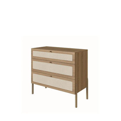 Homedock Cômoda Runa c/ 3 Gavetas 93 cm - Mel c/ Palhinha Artesano