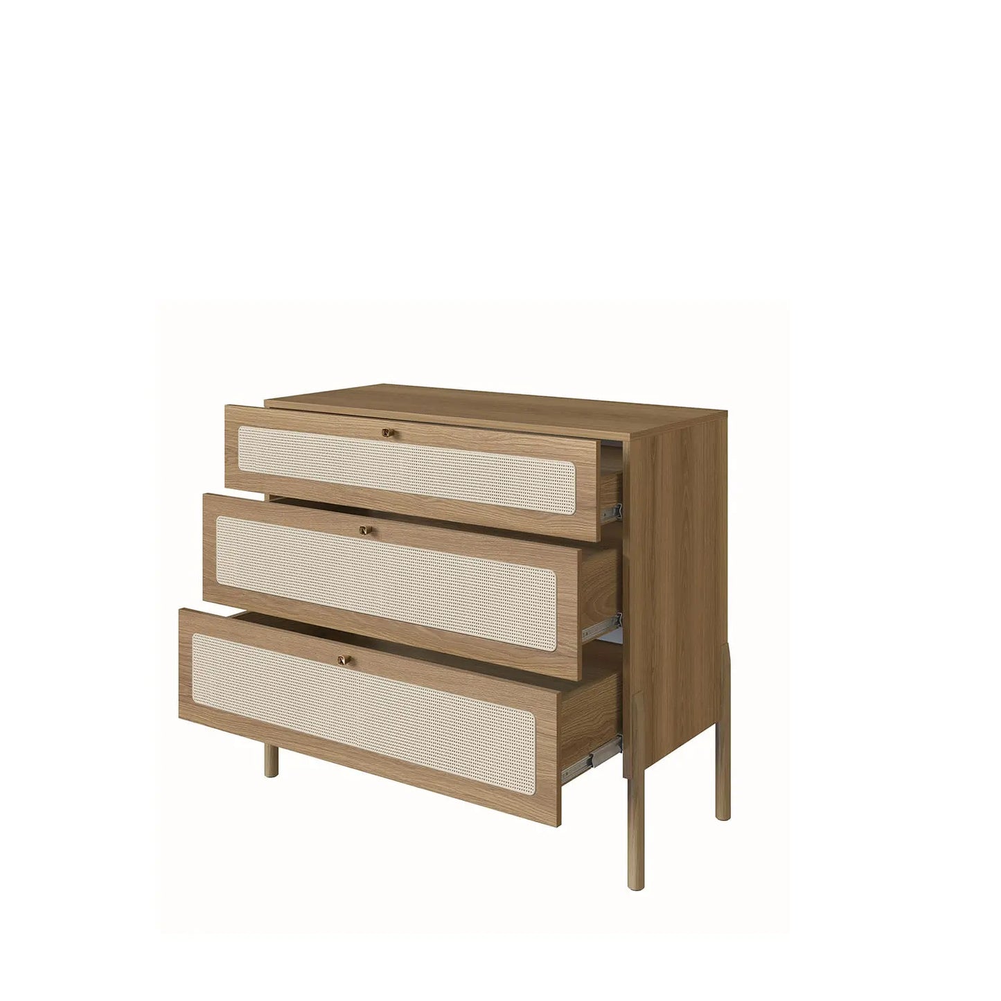 Homedock Cômoda Runa c/ 3 Gavetas 93 cm - Mel c/ Palhinha Artesano