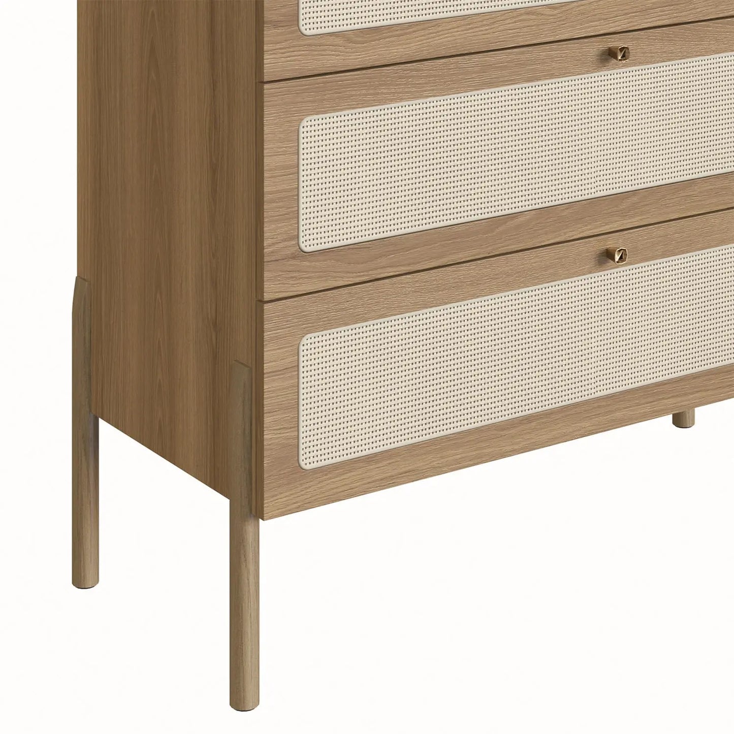 Homedock Cômoda Runa c/ 3 Gavetas 93 cm - Mel c/ Palhinha Artesano