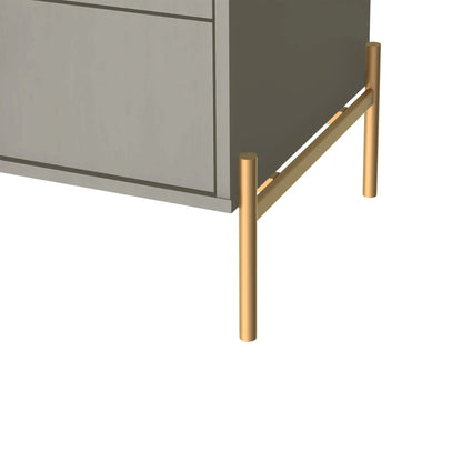 Homedock Cômoda c/ 3 Gavetas Jasper 138 cm - Grigio Gloss c/ Dourado Moveis