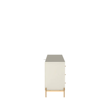 Homedock Cômoda c/ 3 Gavetas Jasper 138 cm - Off White Fosco c/ Dourado Moveis