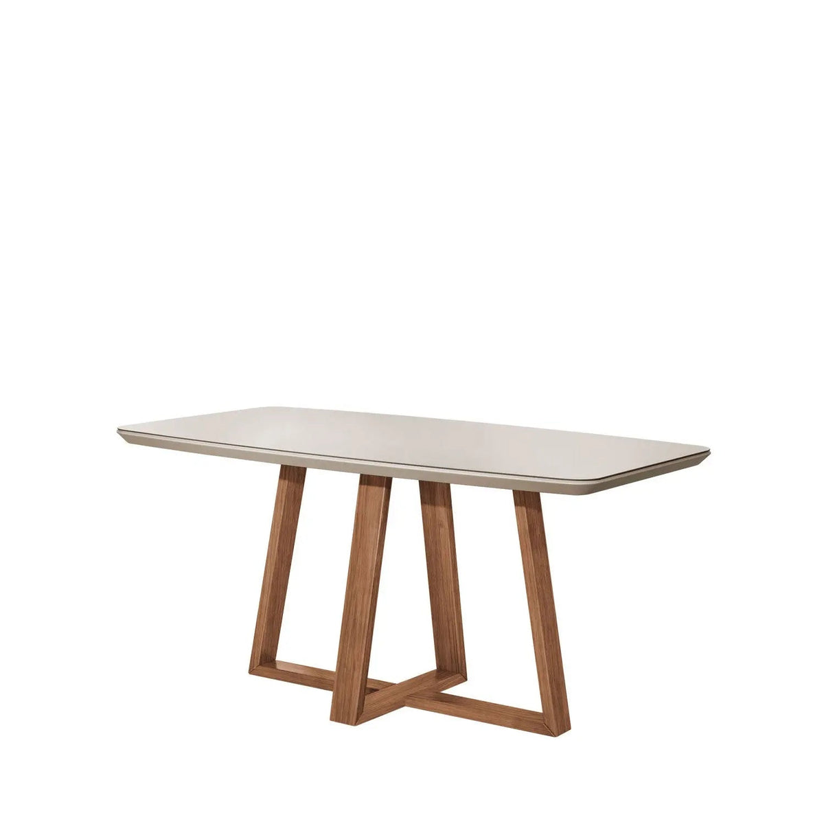 Homedock Conjunto Mesa de Jantar Bennett com 6 Cadeiras de Madeira Natural Saga Linho Cru Móveis Província