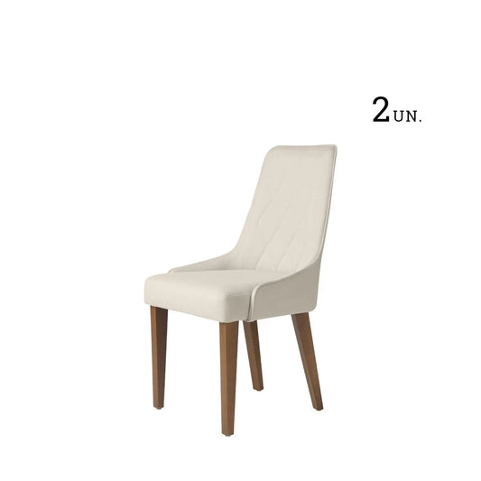 Homedock Conjunto de 2 Cadeiras Carlton - Natural c/ Linho Off White Móveis Provincia