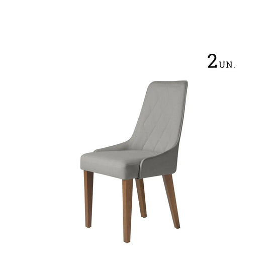Homedock Conjunto de 2 Cadeiras Carlton  Natural c/ Linho Carbono Móveis Provincia
