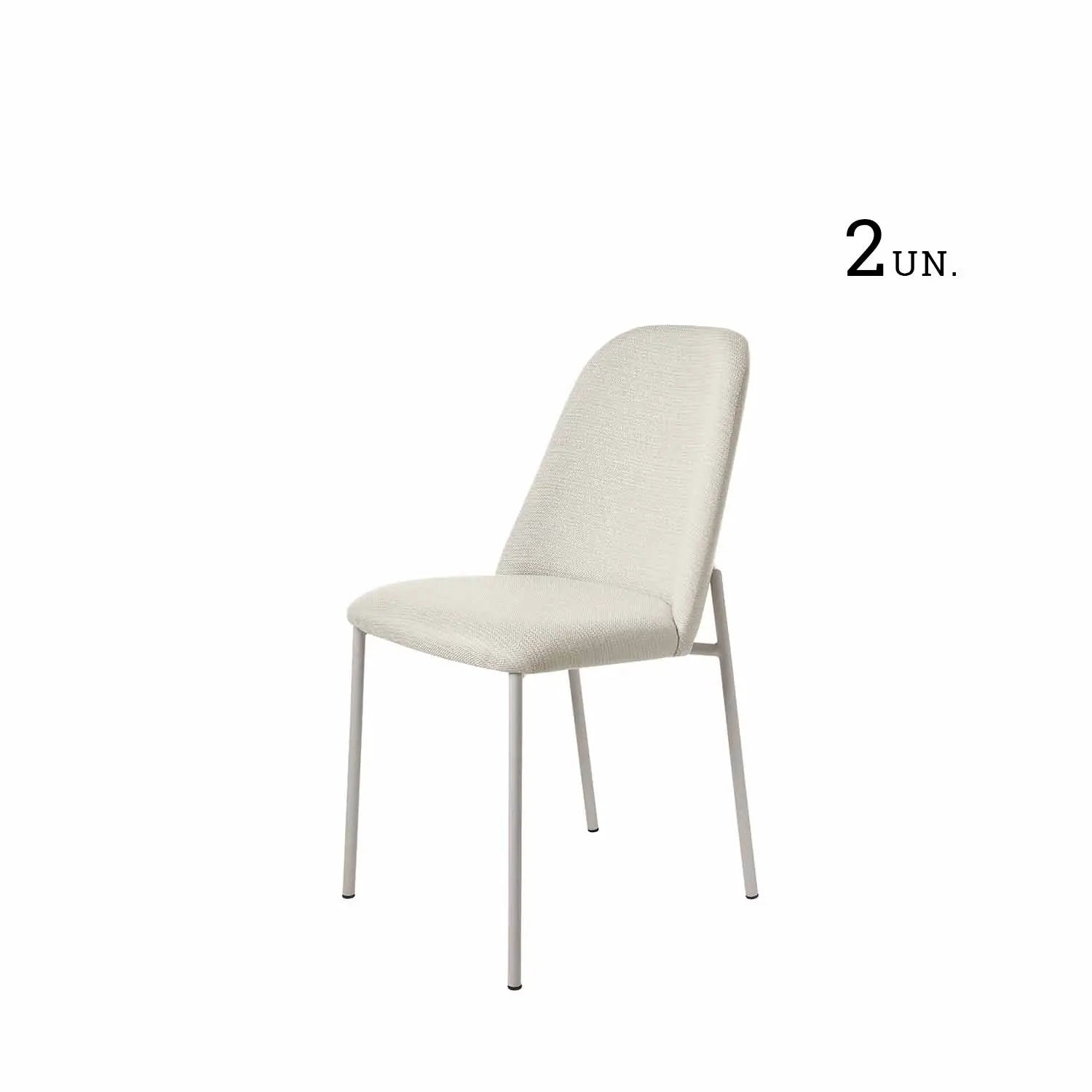Homedock Conjunto de 2 Cadeiras Lucille  Off White Fosco c/ Linho Mescla Cru Móveis Provincia