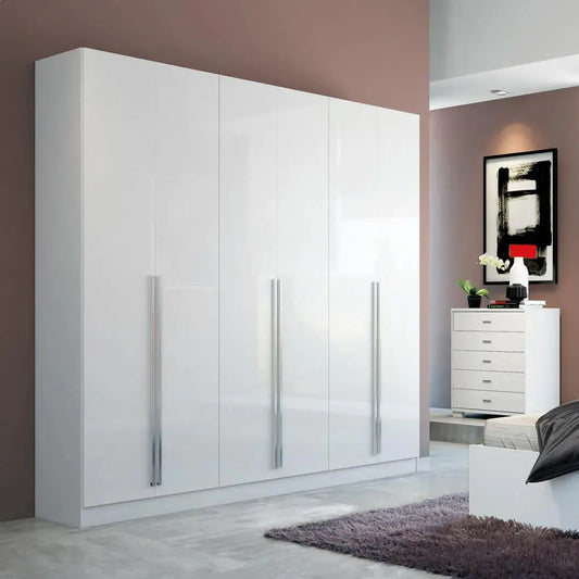 Homedock Guarda-Roupa 6 Portas Eldridge 230 cm - Branco Gloss Móveis Província