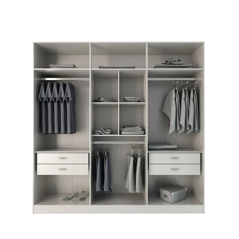 Homedock Guarda-Roupa 6 Portas Eldridge 230 cm - Branco Gloss Móveis Província