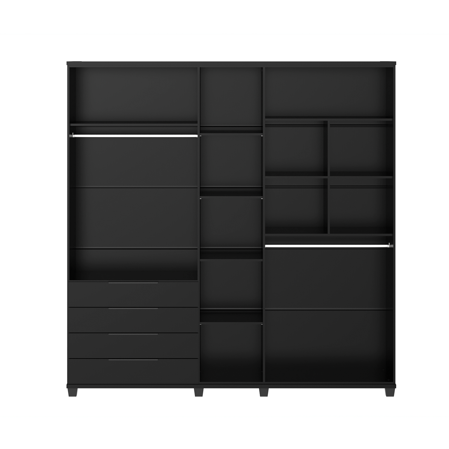 Homedock Guarda-Roupa Casal 5 Portas 4 Gavetas 100% MDF Allen 226 cm - Preto Fosco Móveis Província