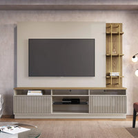 Homedock Home para TV Varese 220 cm - Freijó c/ Off White Moveis