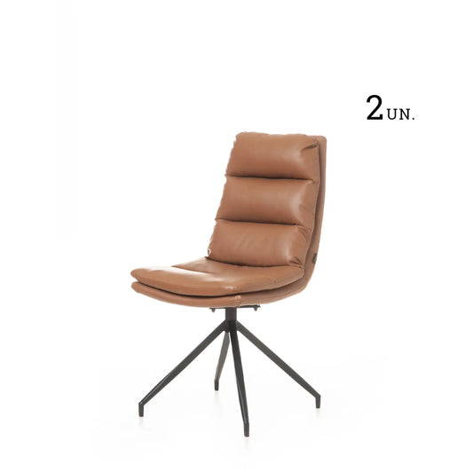 Homedock Kit com 2 Cadeiras Giratória Zenik - PU Chocolate c/ Preto Dowell