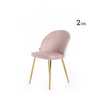 Homedock Kit com 2 Cadeiras Kyra Veludo Rosa - Dourado Chang