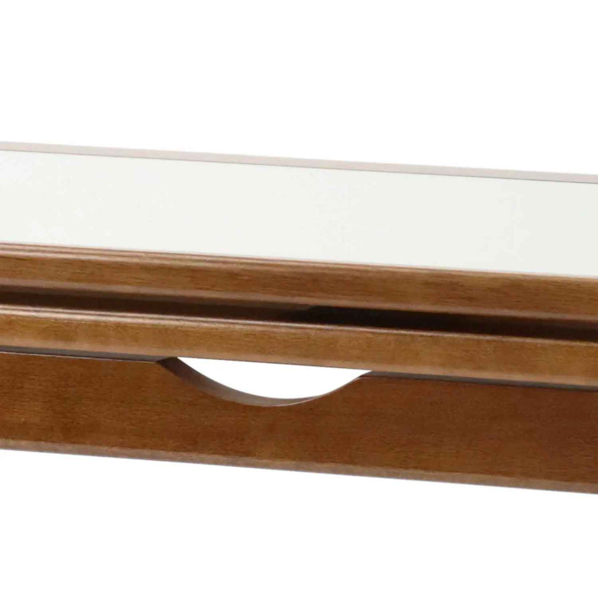Mesa de Jantar Aparador Extensível Belize 53/106 cm - Imbuia c/ Vidro Fendi Claro
