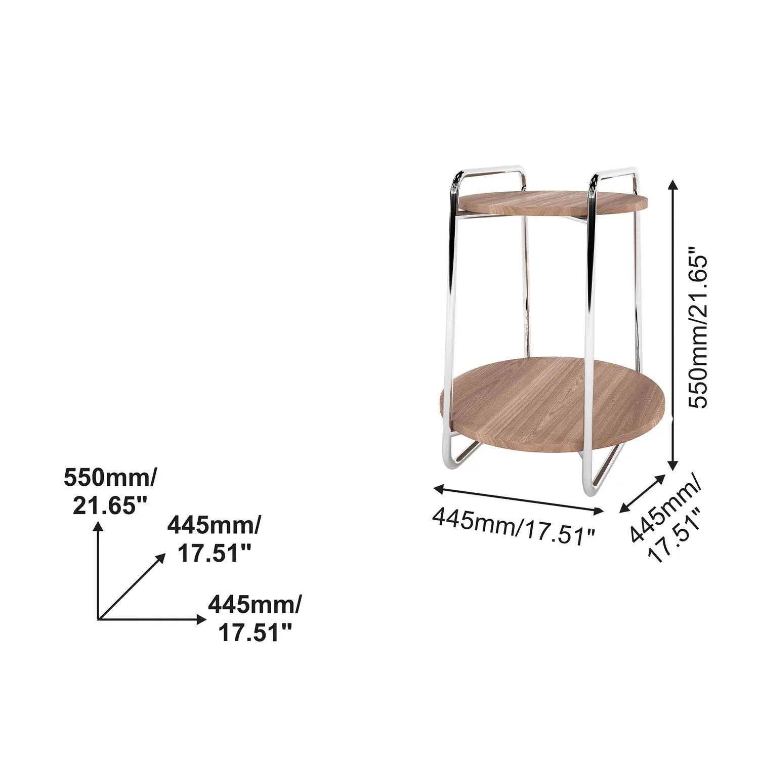 Homedock Mesa de Apoio Barlet 55 cm - Castanho c/ Cromado Pozza