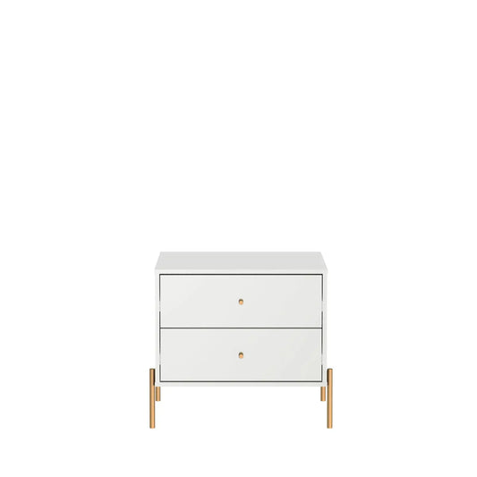 Homedock Mesa de Cabeceira Jasper 63 cm - Branco Gloss c/ Dourado Moveis